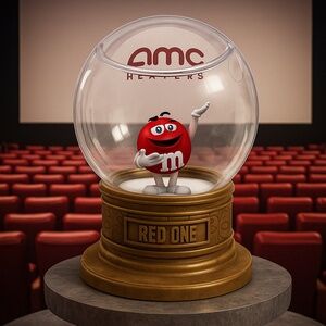 M&M’s Red One Lighted Snow Globe – 2024 Collectible AMC Movie Theater